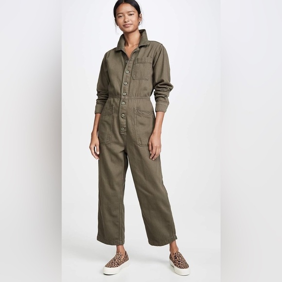 Free People Women's Gia Jumpsuit- Army Green Coveralls- Size XS - Picture 2 of 16